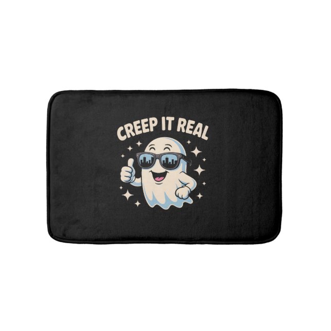 Creep It Real, Cute Halloween Ghost Bath Mat (Front)