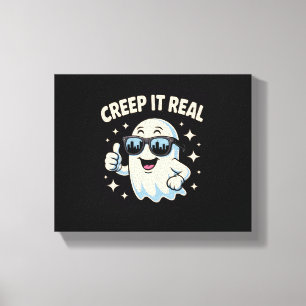Creep It Real, Cute Halloween Ghost Canvas Print