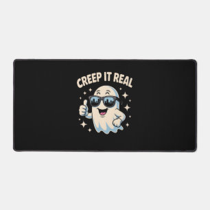 Creep It Real, Cute Halloween Ghost Desk Mat