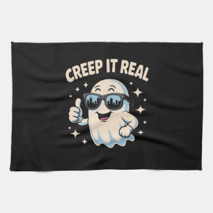 Creep It Real, Cute Halloween Ghost Kitchen Towel