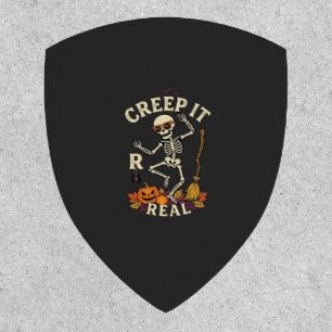 Creep It Real Dancing Skeleton Pumpkin Broom_1 Patch