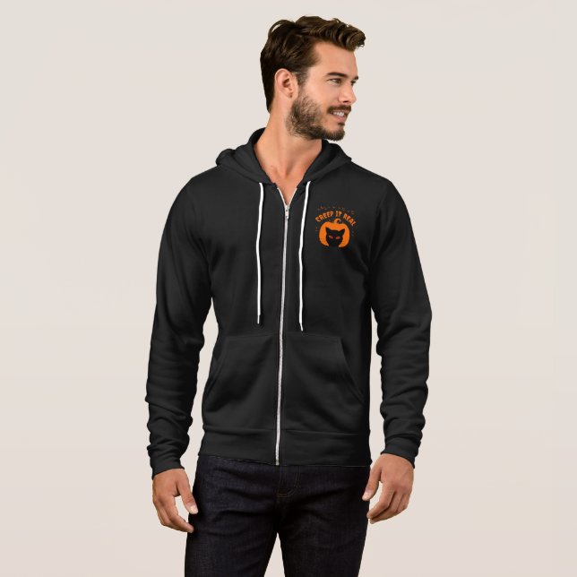 CREEP IT REAL FUNNY CAT HALLOWEEN HOODIE (Front Full)