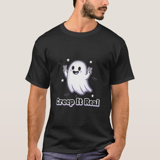 Creep It Real Funny Ghost Halloween T-Shirt (Front)
