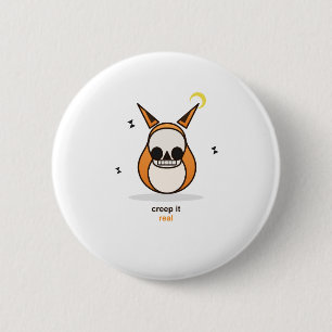 Creep It Real Funny Halloween Fox Skull Mask Button