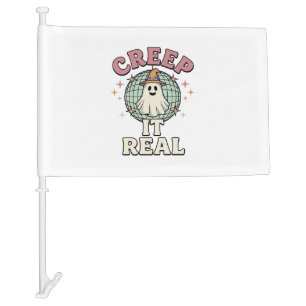 Creep It Real Ghost Disco Halloween Shirt Design_1 Car Flag