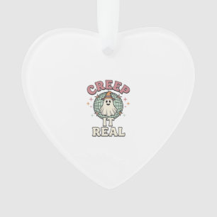 Creep It Real Ghost Disco Halloween Shirt Design_1 Ornament