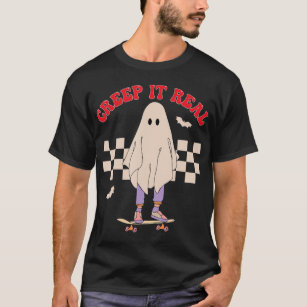 Creep It Real Ghost Halloween Groovy Retro Vintage T-Shirt
