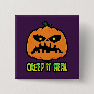 Creep It Real Grumpy Halloween Pumpkin Button