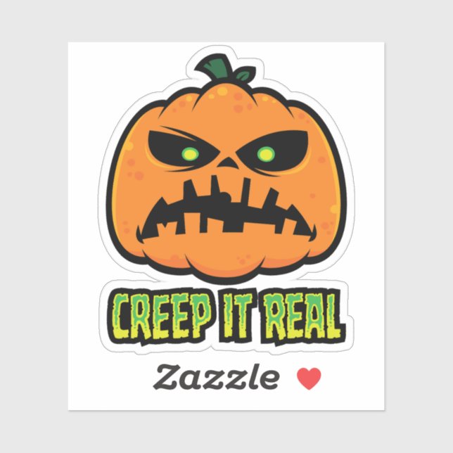 Creep It Real Grumpy Halloween Pumpkin Sticker (Sheet)