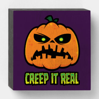 Creep It Real Grumpy Halloween Pumpkin Wooden Box Sign