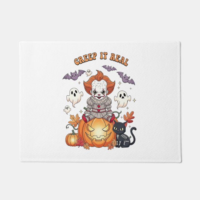 Creep It Real Halloween Clown Doormat (Front)
