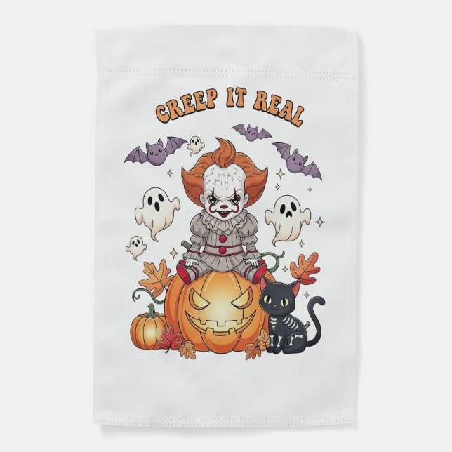 Creep It Real Halloween Clown Garden Flag (Front)