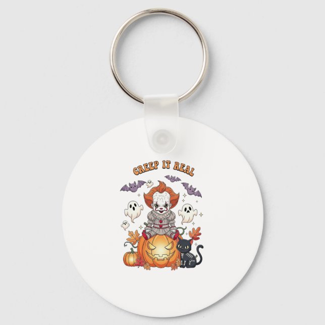 Creep It Real Halloween Clown Keychain (Front)