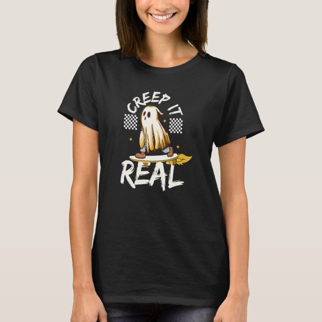 Creep It Real Halloween Creepin Ghost Boy Girl Ska T-Shirt (Front)