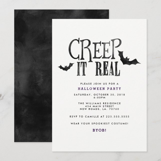 Creep It Real Halloween Party Invitation (Front/Back)