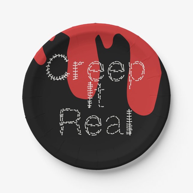 Creep it Real Hand Drawn Font Blood Halloween   Paper Plates (Front)