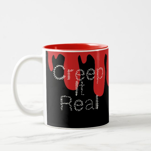 Creep it Real Hand Drawn Font Blood Halloween  Two-Tone Coffee Mug (Left)