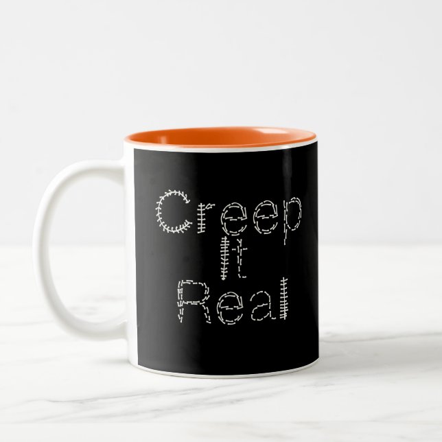 Creep it Real Hand Drawn Font Halloween  Two-Tone Coffee Mug (Left)