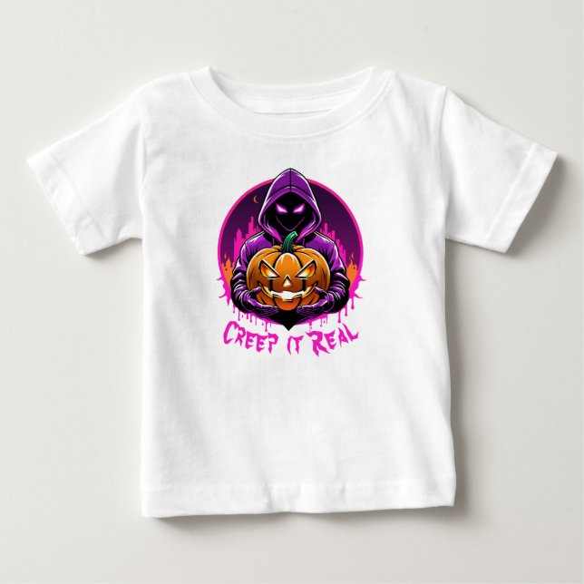 Creep it Real, Horror Halloween illustration Baby T-Shirt (Front)