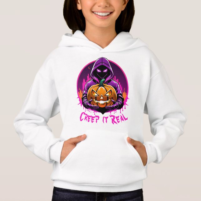 Creep it Real, Horror Halloween illustration Hoodie (Front)