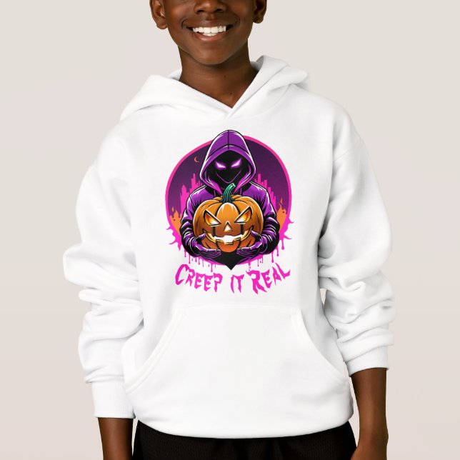 Creep it Real, Horror Halloween illustration Hoodie (Front)