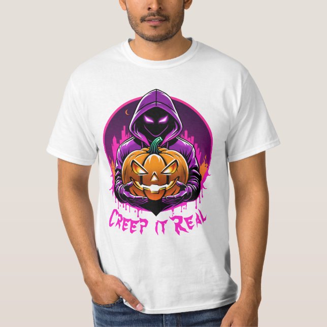 Creep it Real, Horror Halloween illustration T-Shirt (Front)