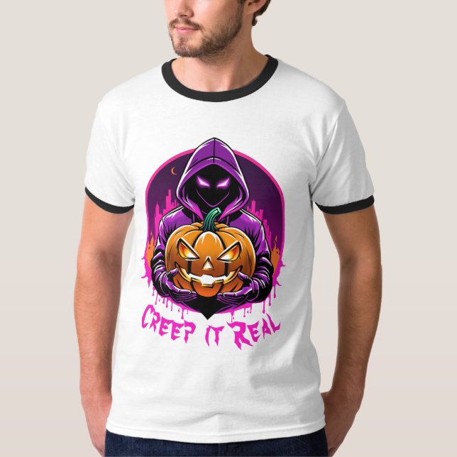 Creep it Real, Horror Halloween illustration T-Shirt (Front)