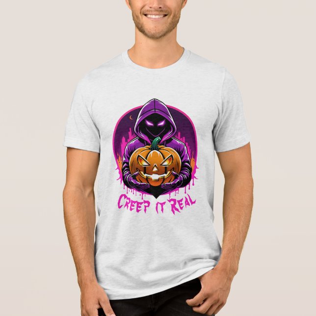 Creep it Real, Horror Halloween illustration Tri-Blend Shirt (Front)