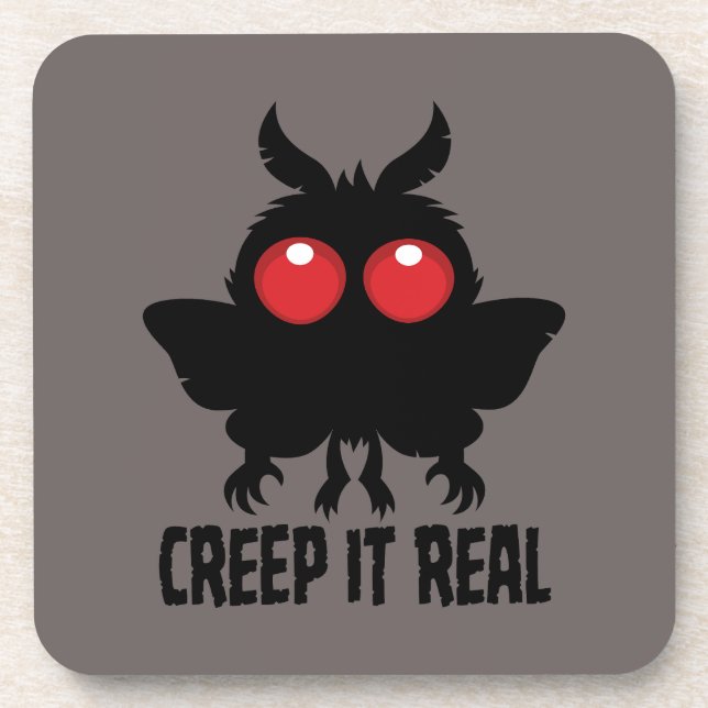 Creep It Real Mysterious Mothman Cryptid Beverage Coaster (Front)