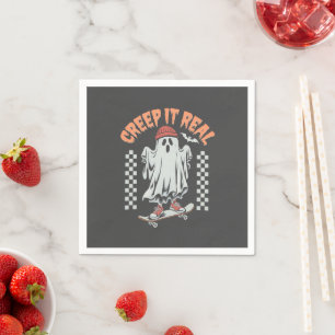 Creep It Real Retro Halloween Skate Ghost  Napkins