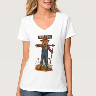 Creep It Real Scarecrow Pumpkin Halloween Design T-Shirt