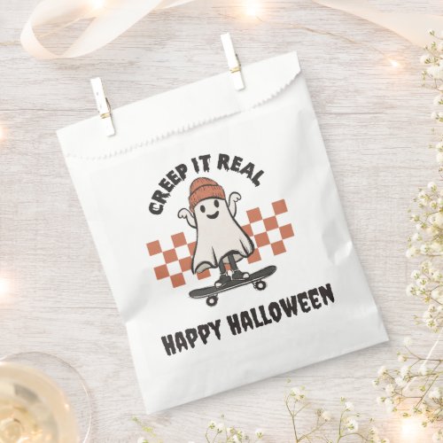 Creep it Real Skateboarding Ghost Happy Halloween Favor Bag