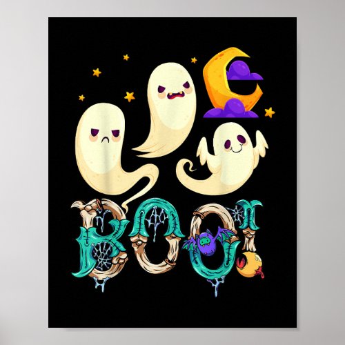 Creep It Real Skateboarding Ghost Retro Halloween  Poster