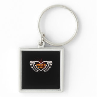 Creep It Real, Skeleton Hands Showing Heart Keychain