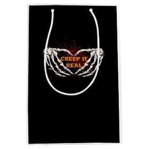 Creep It Real Skeleton Heart Hands Design Medium Gift Bag