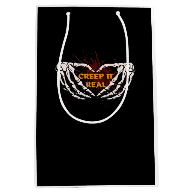 Creep It Real Skeleton Heart Hands Design Medium Gift Bag (Front)