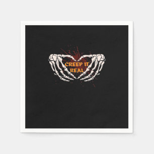 Creep It Real Skeleton Heart Hands Design Napkins