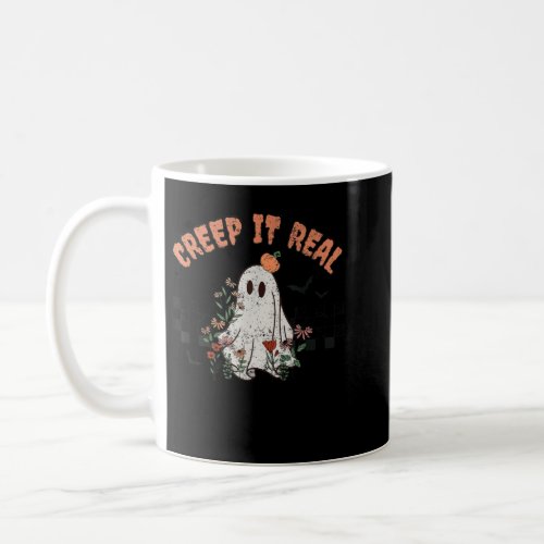 Creep It Real Women Halloween Cute Ghost Retro Che Coffee Mug