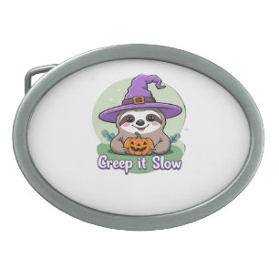 Creep It Slow – Cute Halloween Sloth Shirt with Pu Belt Buckle