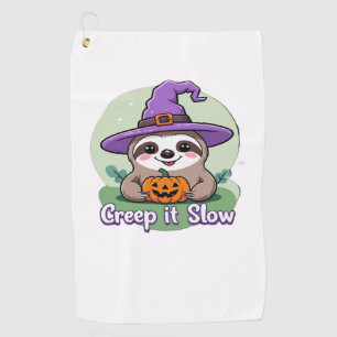 Creep It Slow – Cute Halloween Sloth Shirt with Pu Golf Towel