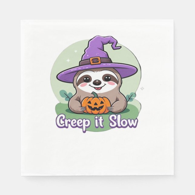 Creep It Slow – Cute Halloween Sloth Shirt with Pu Napkins (Front)