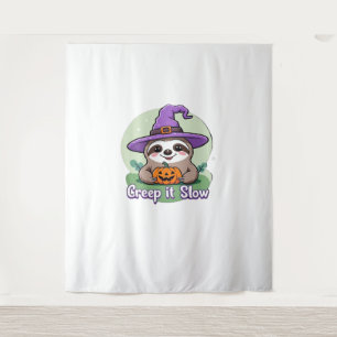 Creep It Slow – Cute Halloween Sloth Shirt with Pu Tapestry