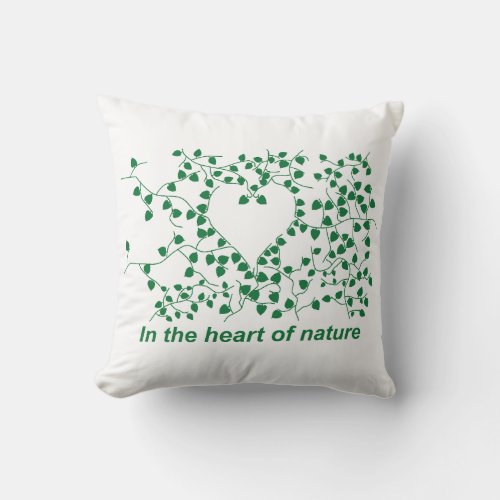 Creeper branches forming a heart throw pillow