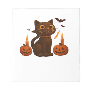Creeper Pumpkin Cat Halloween Gift Oversized T-Shi Notepad