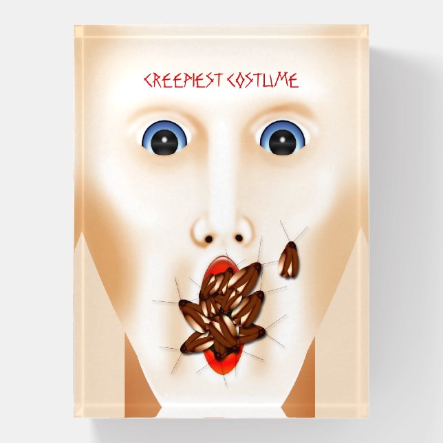 Creepiest Costume Cockroaches In Mouth Halloween Paperweight (Vertical)