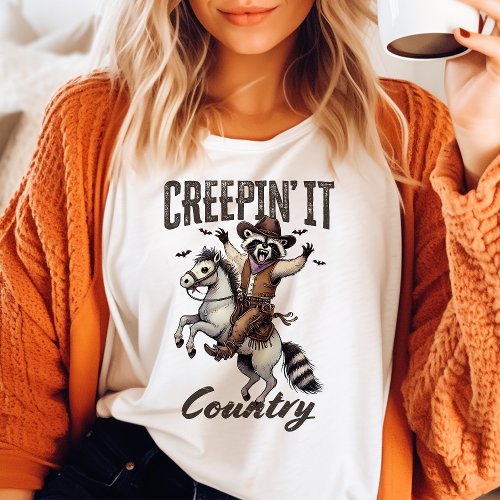 Creepin It Country Vintage Raccoon Halloween T_Shirt