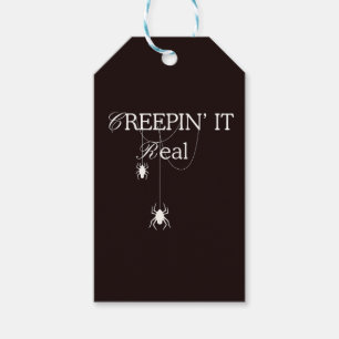Creepin' It Real   Black & White Halloween Spider Gift Tags