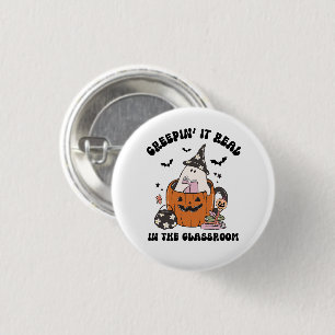 Creepin’ It Real cute Retro Halloween Teacher Button