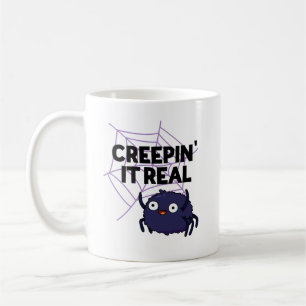 Creepin It Real Funny Halloween Spider Pun Coffee Mug