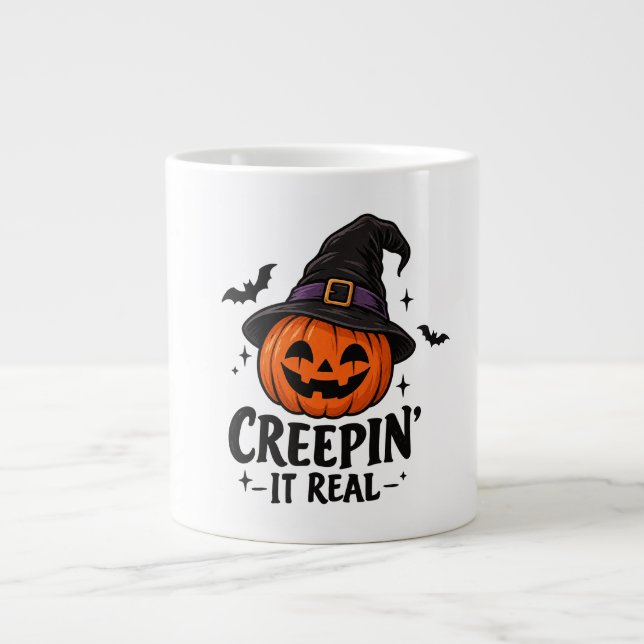 Creepin' It Real Halloween Giant Coffee Mug (Front)